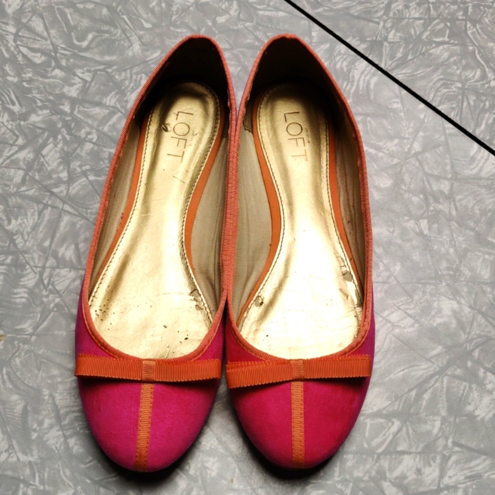 Ann Taylor loft pink and orange ballet flat size 9 BIN 5A ITEM B
